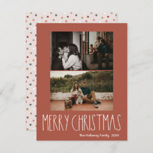 Cartão De Festividades Red Boho Bolinhas Natal Vertical 3 Foto