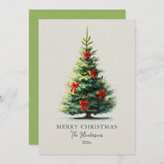 Cartão De Festividades Red Bows Merry Christmas Tree
