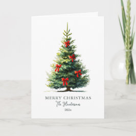 Cartão De Festividades Red Bows Merry Christmas Tree Card