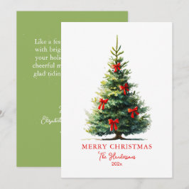 Cartão De Festividades Red Bows Ribbons Merry Christmas Tree Card