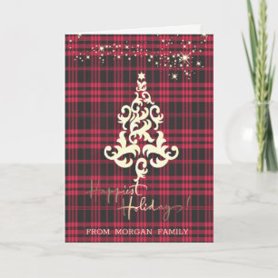 Cartão De Festividades Red Buffalo Plaid Christmas Tree Happiest Holidays