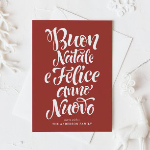 Cartão De Festividades Red Buon Natale e Felice Anno Nuovo Script