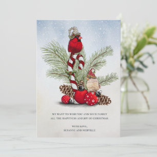 Cartão De Festividades Red Cardinale Bird Watercolor Natal