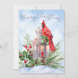 Cartão De Festividades Red Cardinale Bird Watercolor Natal