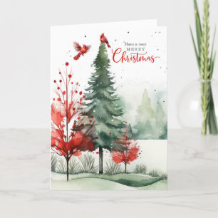 Cartão De Festividades Red Cardinals Woodland Forest Feliz Natal