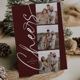 Cartão De Festividades Red Cheers Minimamente Moderno Natal de Script Ele