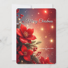 Cartão De Festividades Red Christmas Floral Holiday Card