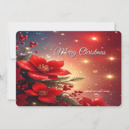 Cartão De Festividades Red Christmas Floral Holiday Card