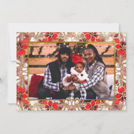 Cartão De Festividades Red Christmas Poinsettia in the Snow Holiday Card
