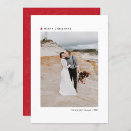 Cartão De Festividades Red Christmas Tree Modern Modern Merry Photo