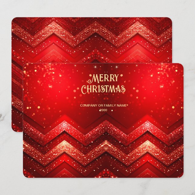 Cartão De Festividades Red Decorative Christmas Glitter Holiday Card (Frente/Verso)