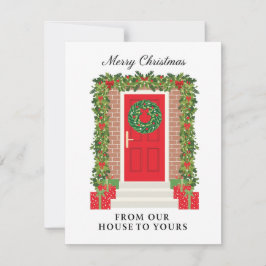 Cartão De Festividades Red Door Garland Wreath House to Yours