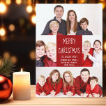 Cartão De Festividades Red Felry Christmas Family Photo Collage Modern<br><div class="desc">Este cartão feliz e moderno de Natal apresenta um layout clássico de 5 fotos de casal em um lindo fundo vermelho com tipografia branca. Este belo cartão de fotos da família apresenta sua própria colagem de fotografias em torno de sua mensagem e nome da família.</div>