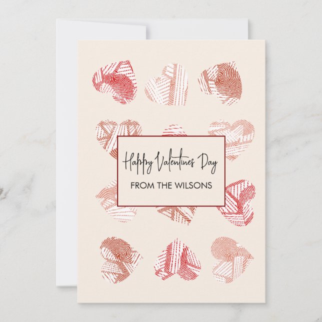 Cartão De Festividades Red Fingerprint Pattern Valentines Day  (Frente)