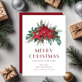 Cartão De Festividades Red Floral Poinsettia Feliz Natal