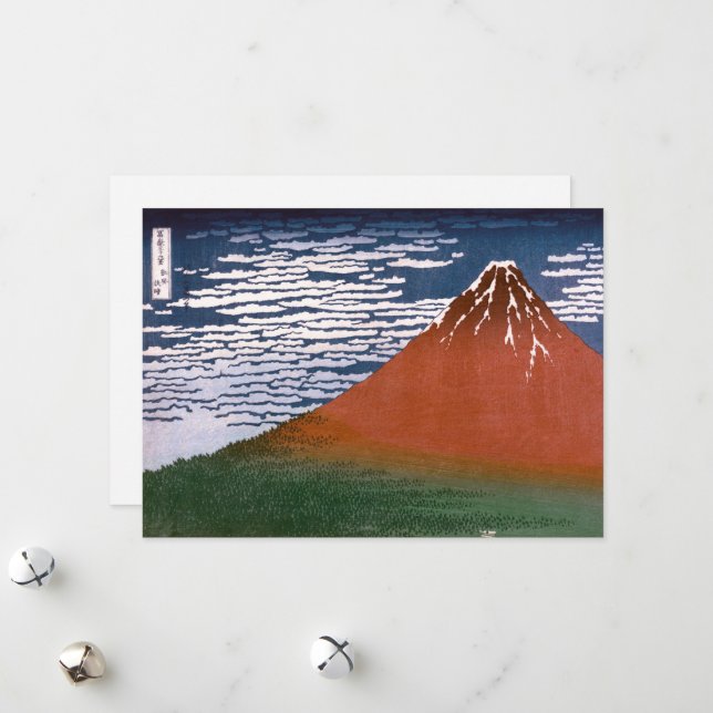Cartão De Festividades Red Fuji, Aka Fujiyama Volcano Katsushika Hokusai (Frente/Verso In Situ)