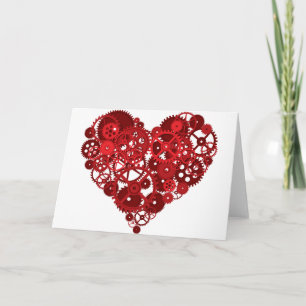 Cartão De Festividades Red Gears Heart