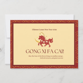 Cartão De Festividades Red & Gold Year of Horse 