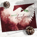 Cartão De Festividades Red Green Felry Dove de Natal<br><div class="desc">Estes cartões de saudação de Natal planos de 7" x 5" apresentam uma pomba abstrato em tons de vermelho,  verde e branco. "Feliz Natal" em vermelho e verde junto com um galho de oliveira verde. Personalize com seu nome de família e ano.</div>