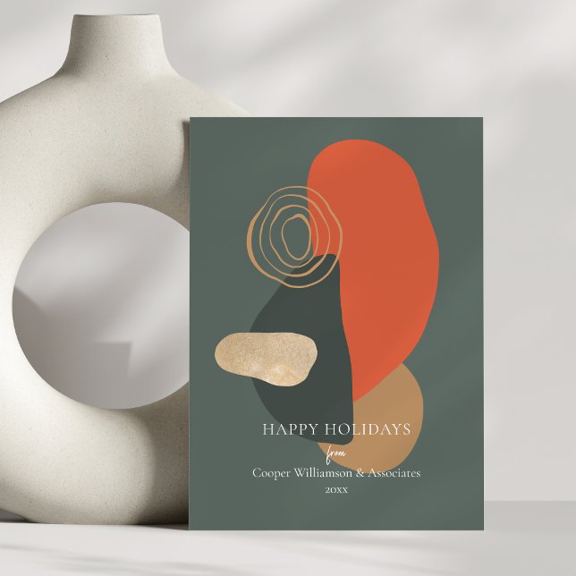 Cartão De Festividades Red Green Modern Abstrato Art Empresa exclusiva (Criador carregado)