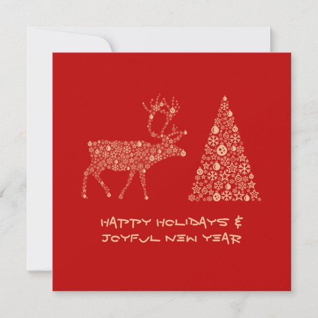 Cartão De Festividades Red greeting card HAPPY HOLIDAYS JOYFUL NEW YEAR (Frente)