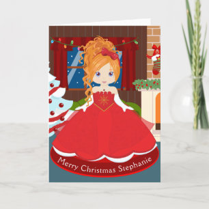 Cartão De Festividades Red Hair Christmas Princess