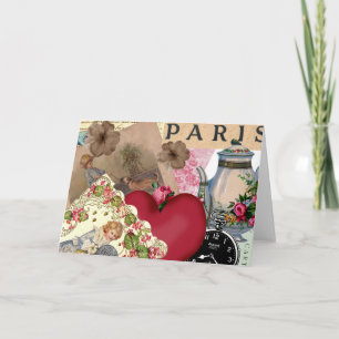 Cartão De Festividades Red Heart and Paris