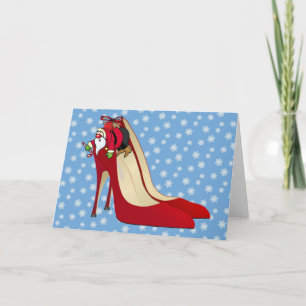 Cartão De Festividades Red High Heel Shoes / Santa Elf