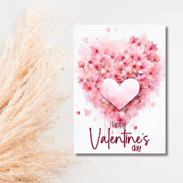 Cartão De Festividades Red hydrangea heart Happy Valentines Day