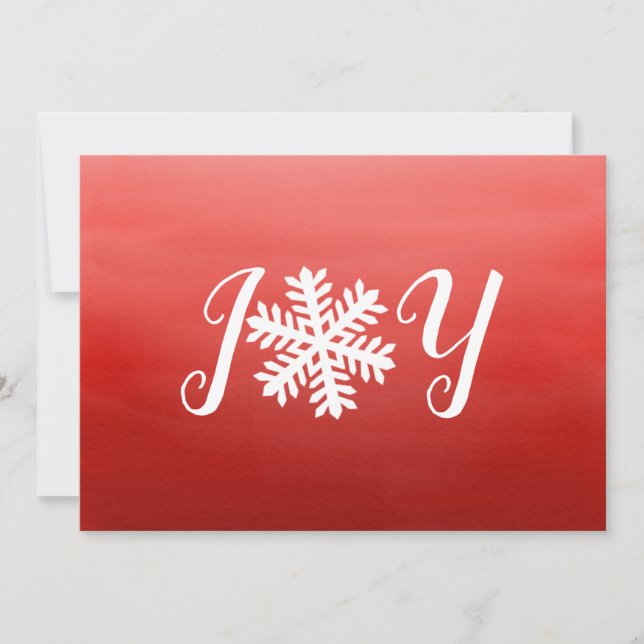 Cartão De Festividades Red Joy Snowflake Holiday Card (Frente)