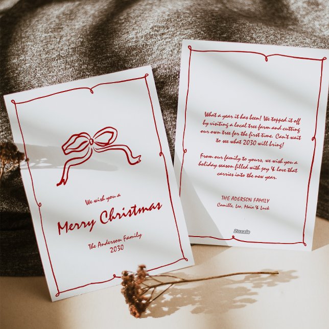 Cartão De Festividades Red Knot Modern Christmas (Criador carregado)