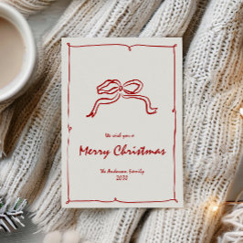 Cartão De Festividades Red Knot Modern Christmas