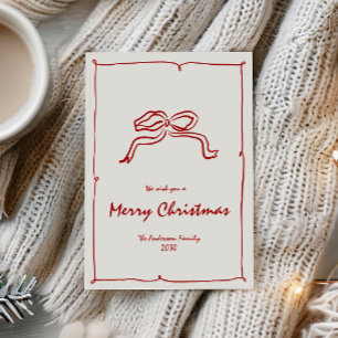 Cartão De Festividades Red Knot Modern Christmas