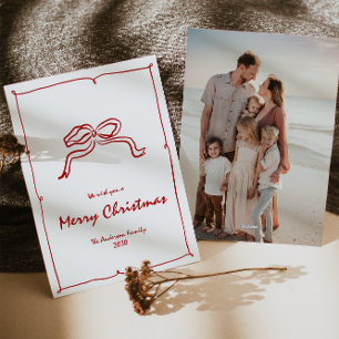 Cartão De Festividades Red Knot Modern Christmas