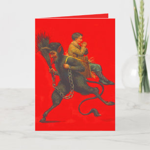 Cartão De Festividades Red Krampus Kidnapping Praying Boy