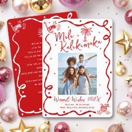 Cartão De Festividades Red Mele Kalikimaka Photo Hand Drawn Christmas