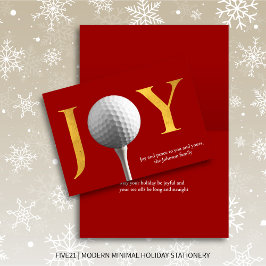Cartão De Festividades Red Modern Golf Joy & Peace Dobrou o Natal