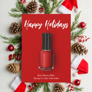Cartão De Festividades Red Nail Polska Happy Holidays Custom Beauon