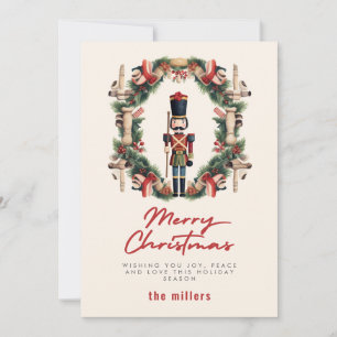 Cartão De Festividades Red Nutcracker Wreath Natal