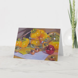 Cartão De Festividades "Red Ornament with Persimmons" Christmas Art Card