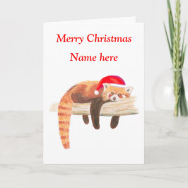 Cartão De Festividades Red Panda Christmas