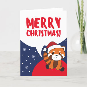 Cartão De Festividades Red Panda Christmas Snow Animais de inverno Pandas