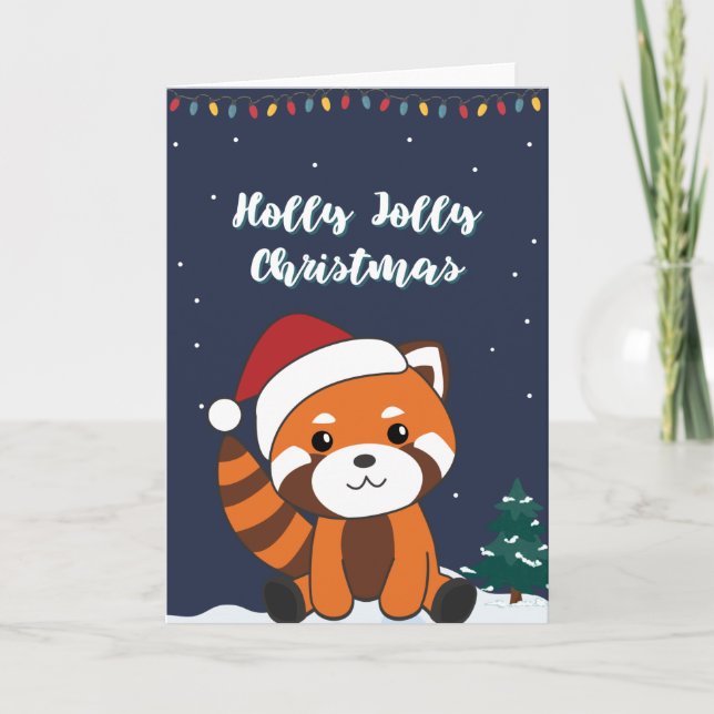 Cartão De Festividades Red Panda Christmas Snow Animais de inverno Pandas (Frente)