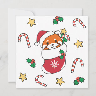 Cartão De Festividades Red Panda Christmas Snow Winter Animais Panda
