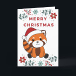 Cartão De Festividades Red Panda Christmas Snow Winter Animais Pandas<br><div class="desc">O panda vermelho para suavidade com luzes justas. Animais engraçados com presentes e neve até as férias. Também é engraçado para o Natal em julho. Os Pandas Vermelhos são animais doces e perfeitos para o Natal.</div>