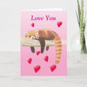 Cartão De Festividades Red Panda Valentines Card