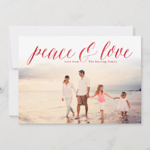 Cartão De Festividades Red Peace & Love Glitter Look Photo