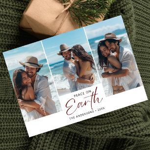 Cartão De Festividades Red Peace On Earth Casal Beach Photo Christmas