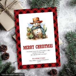 Cartão De Festividades Red Plaid Western Country Christmas Card