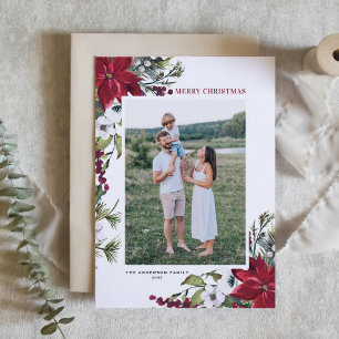 Cartão De Festividades Red Poinsettia Foto Botânica Feliz Natal
